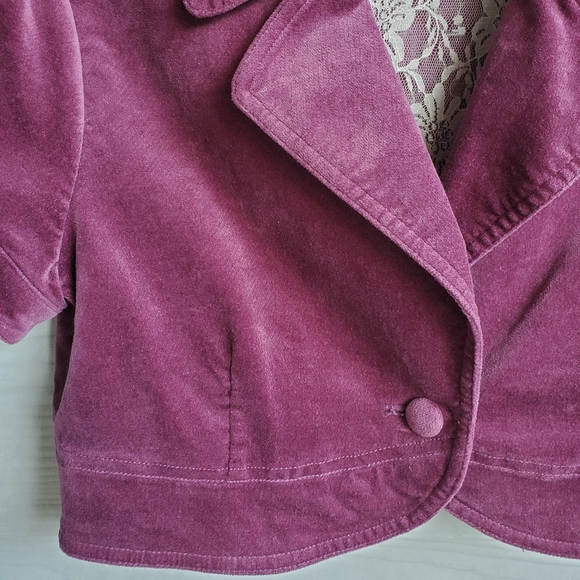 Limited Too Y2K Mauve Velvet Velveteen Cropped Shrug w/Button Closure - Picture 5 of 14